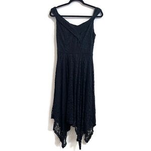 Vtg Asymmetric Dress Sz S Y2K Dark Fairy Lace Whimsigoth Handkerchief Holiday.